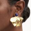 گوشواره ی وینتیج طرح گل با سنگ فیروزه ای